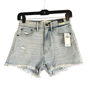 ABERCROMBIE & FITCH Distressed High Rise Denim Shorts Cutoff Size 24 NWT
